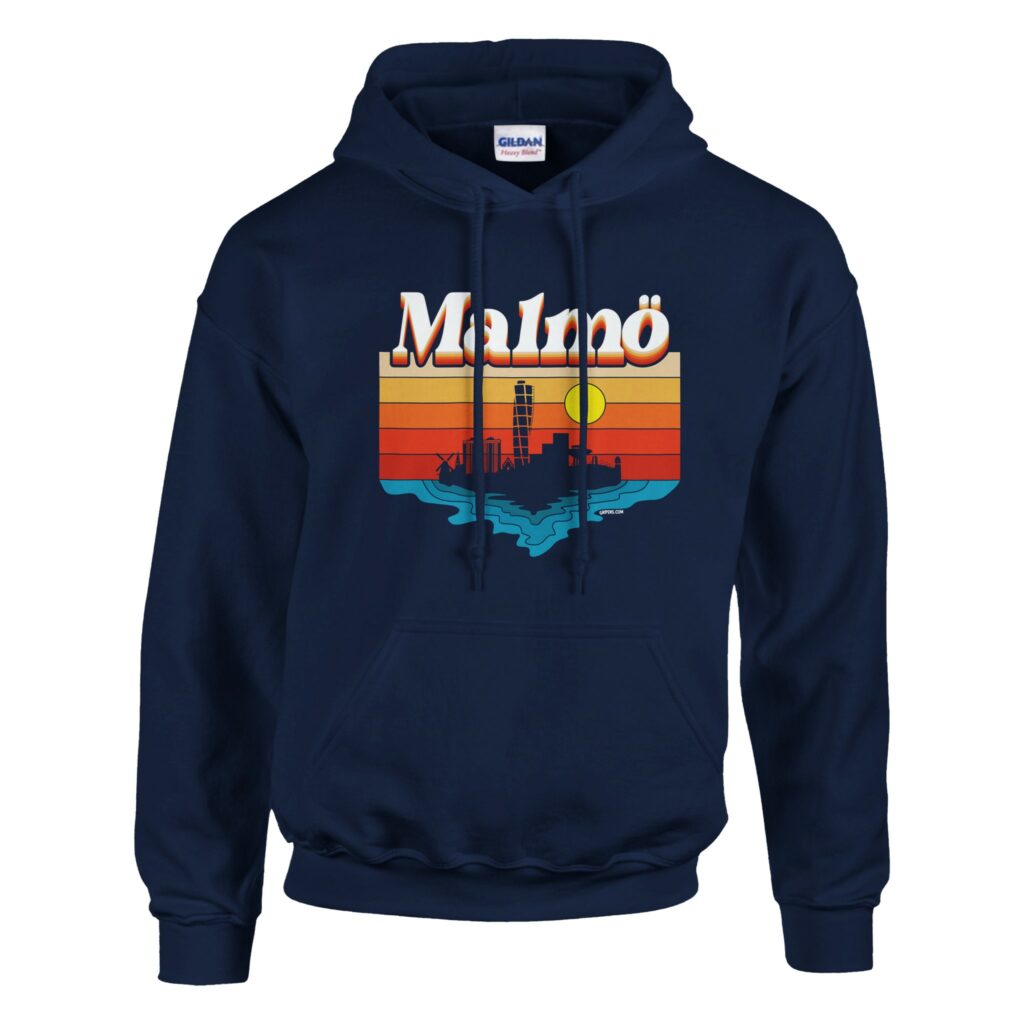 Malmö i Soluppgång – Marinblå Huvtröja/Hoodie