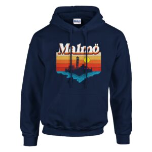Malmö i Soluppgång – Marinblå Huvtröja/Hoodie