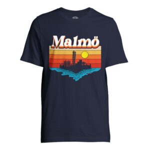Malmö i Solnedgång – Marinblå T-shirt